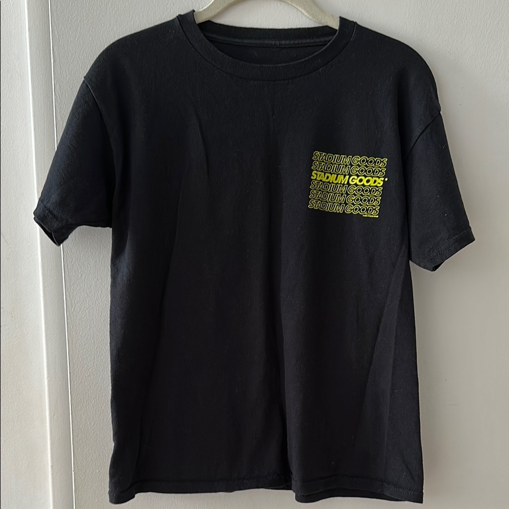 Stadium Goods Black Tee with Yellow Logo